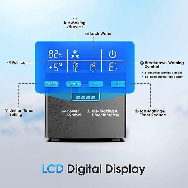 Alt view image 4 of 7 - Ice Maker Machine Countertop,40Lbs/24H Auto Self-Cleaning,24 pcs Ice Cube in 13 Mins,Portable Compact Ice Cube Maker,Stainless Steel,With Ice Scoop & Basket,Perfect for Home/Kitchen/Office/Bar (Black)