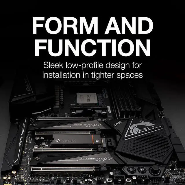 Alt view image 6 of 12 - Seagate FireCuda 530 4TB Internal Solid State Drive - M.2 PCIe Gen4 ×4 NVMe 1.4, PS5 Internal SSD, speeds up to 7300MB/s, 3D TLC NAND, 5100 TBW, 1.8M MTBF, Heatsink, Rescue Services