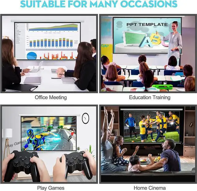 Alt view image 2 of 7 - Motorized Projector Screen - 16:9 4K 3D HD 100 inch Electric Projector Screen Pull Down with Wireless Remote Control, Wall/Ceiling Mounted Video Projection Screens for Indoor & Outdoor