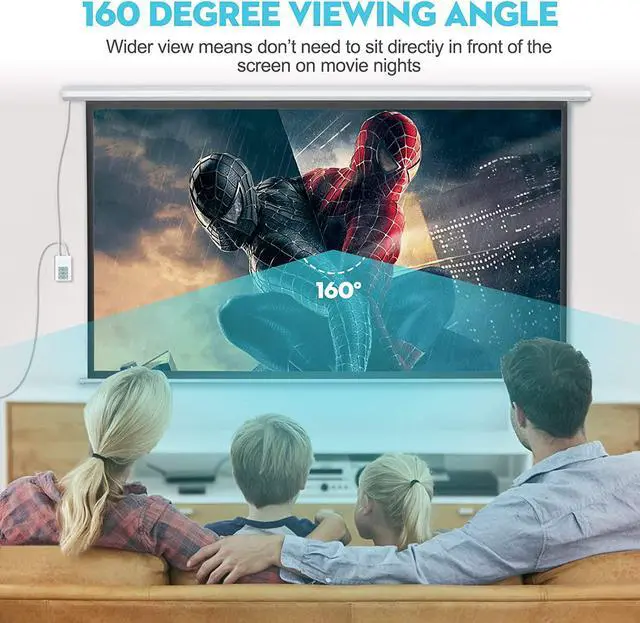 Alt view image 5 of 7 - Motorized Projector Screen - 16:9 4K 3D HD 100 inch Electric Projector Screen Pull Down with Wireless Remote Control, Wall/Ceiling Mounted Video Projection Screens for Indoor & Outdoor