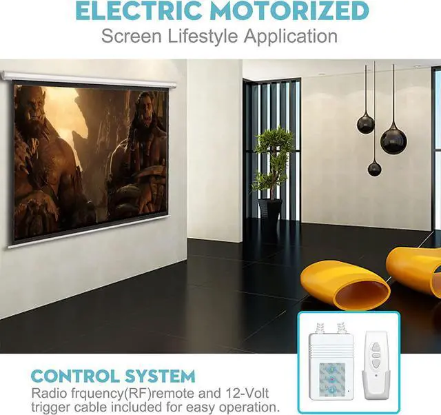 Alt view image 7 of 7 - Motorized Projector Screen - 16:9 4K 3D HD 100 inch Electric Projector Screen Pull Down with Wireless Remote Control, Wall/Ceiling Mounted Video Projection Screens for Indoor & Outdoor