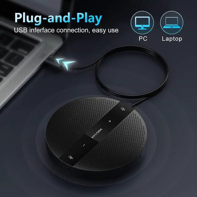 Alt view image 2 of 5 - USB Speaker Phone 360° Omnidirectional Microphone Portable Conference Speakerphone Echo Cancellation for Skype Business of Microsoft Lync, VoIP Calls, Webinar, Phone, Call Center, Recording