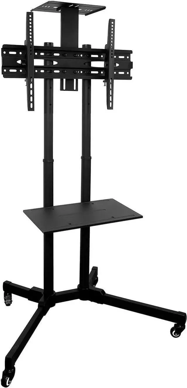 Alt view image 2 of 7 - TV Cart Mobile TV Stand Wheeled Height Adjustable Flat Screen Television Floor Stands with Rolling Casters and Shelf, VESA Compatible TV Mount Bracket Fits Displays 37 to 70 Inch, 110 Lbs