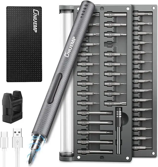 Main image of Mini Electric Precision Screwdriver Cordless, Anti-Slip Rechargeable Power Screwdrivers Set, with 55 Precision Bits, 3 LED Light, Magnetic Pad, Repair Tool Set for Phone Laptop Watch Computer