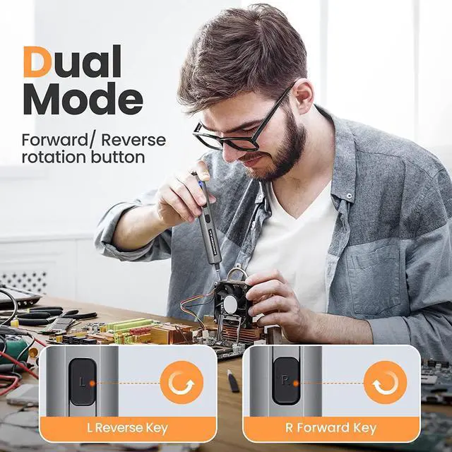 Alt view image 6 of 7 - Electric Screwdriver Cordless Precision Screwdriver Set with 28 Magnetic Precision Bits, Rechargeable Portable Repair Tool Kit for Electronics Laptops Glasses Clocks