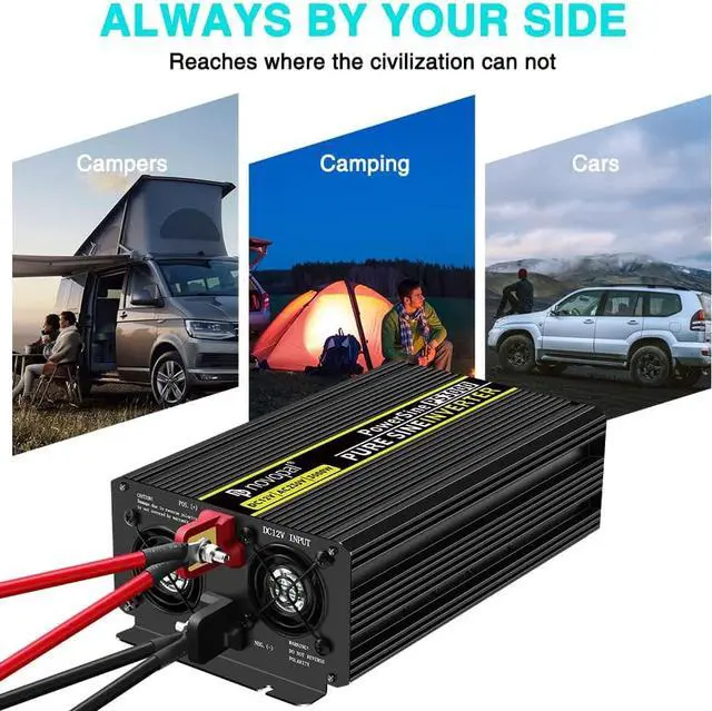 Alt view image 4 of 7 - 3000 Watt Pure Sine Wave Power Inverter 12V DC to 110V /120V AC Converter- Off-Grid Solar Inverter with 3 AC Outlets,High Output AC Terminal,USB Port,Remote Control for Home, RV, Truck