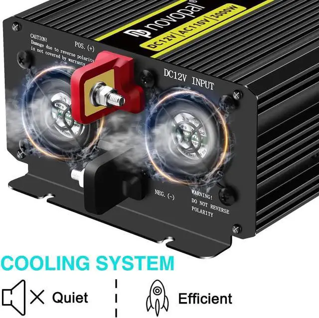 Alt view image 6 of 7 - 3000 Watt Pure Sine Wave Power Inverter 12V DC to 110V /120V AC Converter- Off-Grid Solar Inverter with 3 AC Outlets,High Output AC Terminal,USB Port,Remote Control for Home, RV, Truck