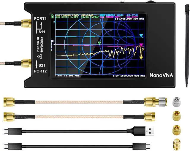 Main image of NanoVNA-H4 V4.3 Vector Network Analyzer 10KHz-1.5GHz HF VHF UHF 4'' Portable Antenna Analyzer Measuring S Parameters, Voltage Standing Wave Ratio, Phase, Delay, Smith Chart