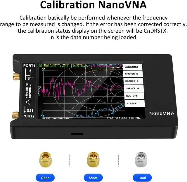 Alt view image 4 of 7 - NanoVNA-H4 V4.3 Vector Network Analyzer 10KHz-1.5GHz HF VHF UHF 4'' Portable Antenna Analyzer Measuring S Parameters, Voltage Standing Wave Ratio, Phase, Delay, Smith Chart