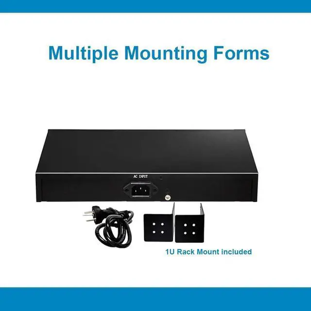 Alt view image 7 of 7 - 16 Port 10/100Mbps PoE Switch Unmanaged with 2 Gigabit Uplink Ports, POE Plus Up to 30W Per Port, High Power Total Budget 300W, 803.af/at Compliant, Rack Mount