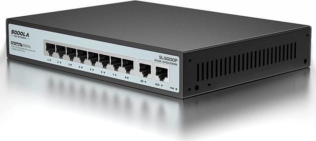 ienRon 12 Ports PoE Switch,8 PoE Ports Gigabit Network Switch+2 Ports  Gigabit Uplink+2 SFP Slot,Unmanaged Ethernet Switch with 120W AI