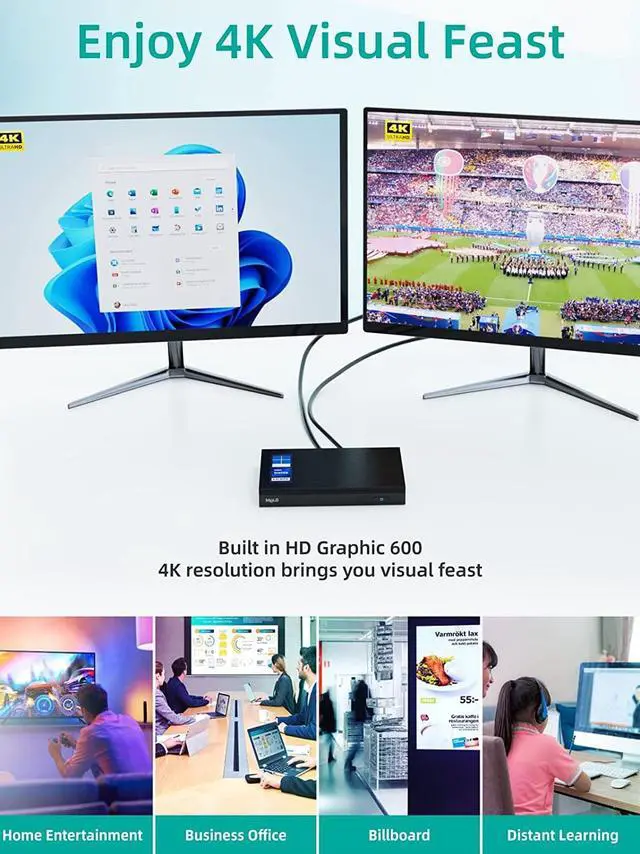Alt view image 6 of 7 - Mini PC Windows 11 Pro Fanless Mini PC,Celeron J4125 8G 128G Small Desktop Computer Support Dual 4K Output,Dual WiFi,Gigabit Ethernet, BT4.2,Small Form Factor PC for Business/Industry