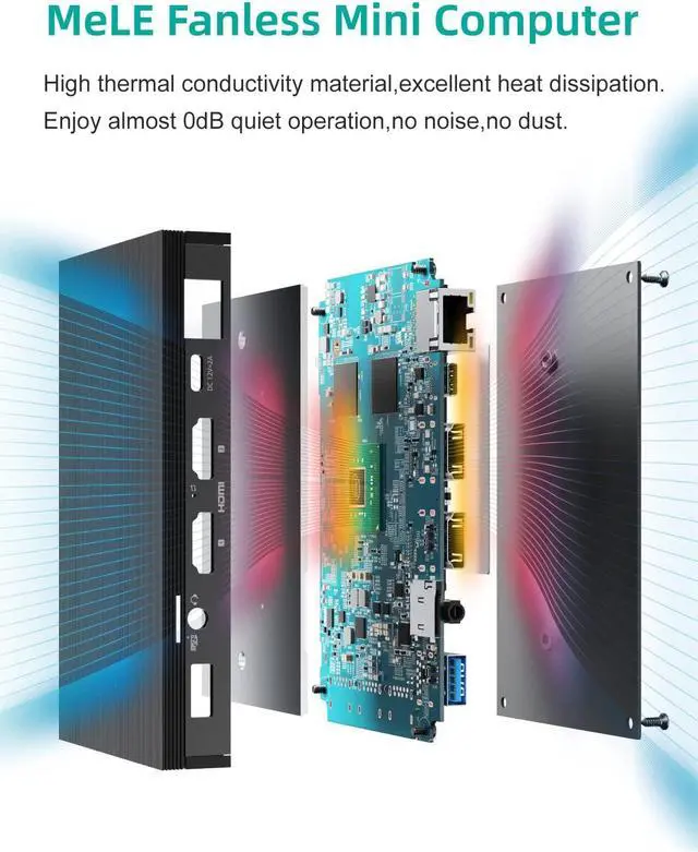 Alt view image 5 of 7 - Fanless Mini PC Windows 11 Pro Celeron N5105 Small Desktop Computer 8G LPDDR4 128G ROM Micro Form Factor PC Support WiFi 6,BT 5.2,Gigabit Ethernet,Dual 4K HDMI for Office/Home/Business