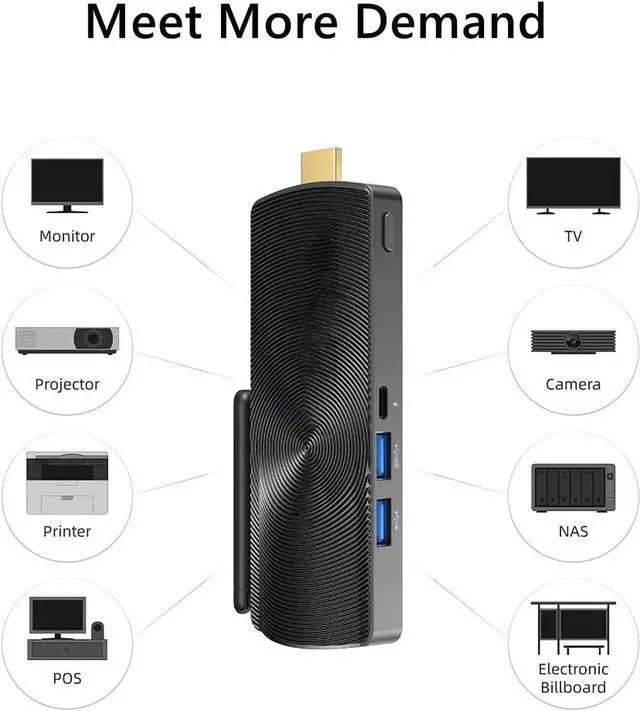 Alt view image 5 of 7 - Fanless Mini PC Stick Computer J4125 8GB 128GB Windows 11 Pro 4K HDMI Portable Businiess Compute Stick for Media Industry IoT Office, Support Win10 PXE Bluetooth WiFi Gigabit Ethernet