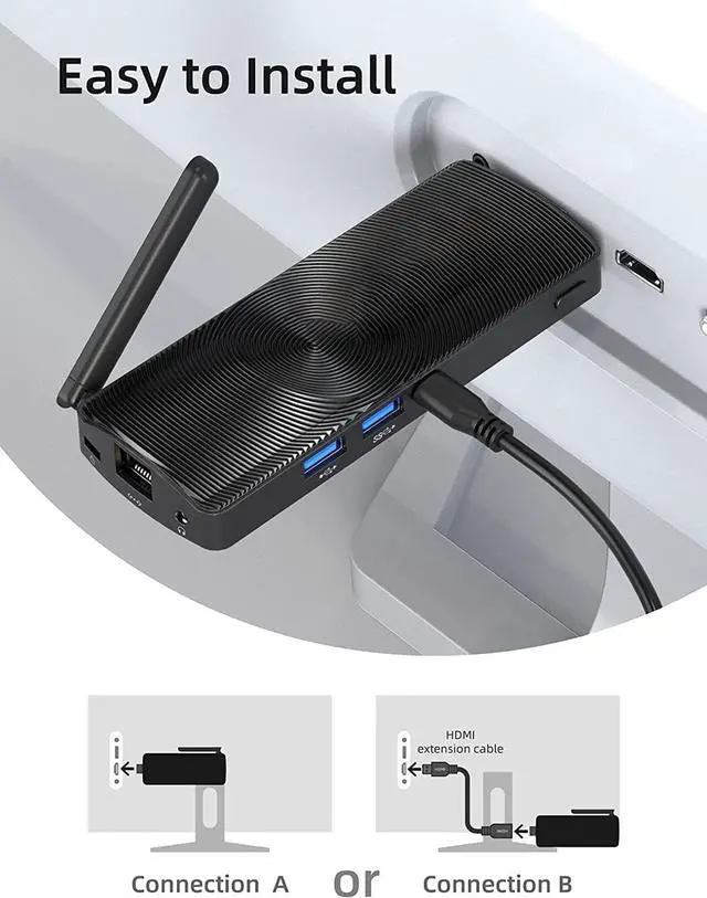 Alt view image 6 of 7 - Fanless Mini PC Stick Computer J4125 8GB 128GB Windows 11 Pro 4K HDMI Portable Businiess Compute Stick for Media Industry IoT Office, Support Win10 PXE Bluetooth WiFi Gigabit Ethernet