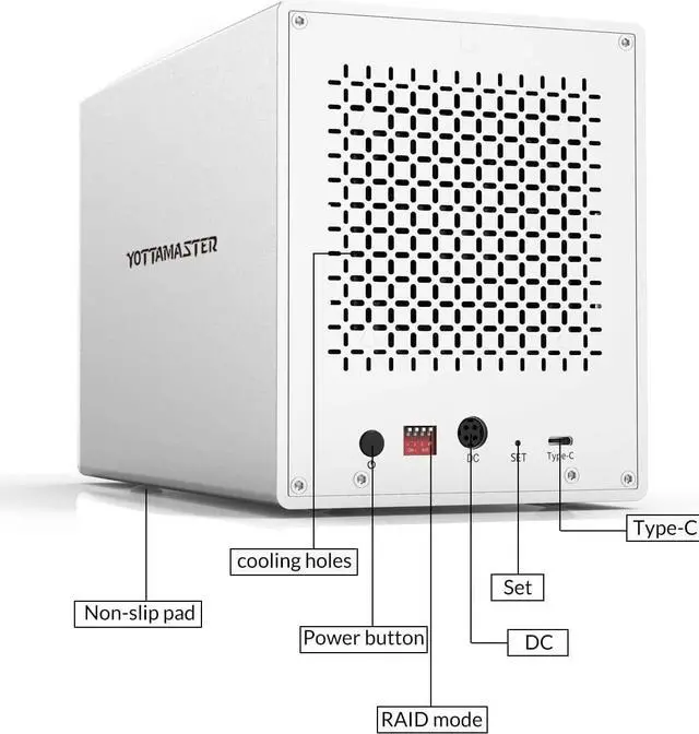 Alt view image 5 of 6 - Aluminum Alloy 5 Bay 2.5/3.5 inch USB3.1 Type C External Hard Drive Enclosure SATAIII Support 5 x 16TB & UASP,Mac Style Designed for Personal Storage at Home&Office