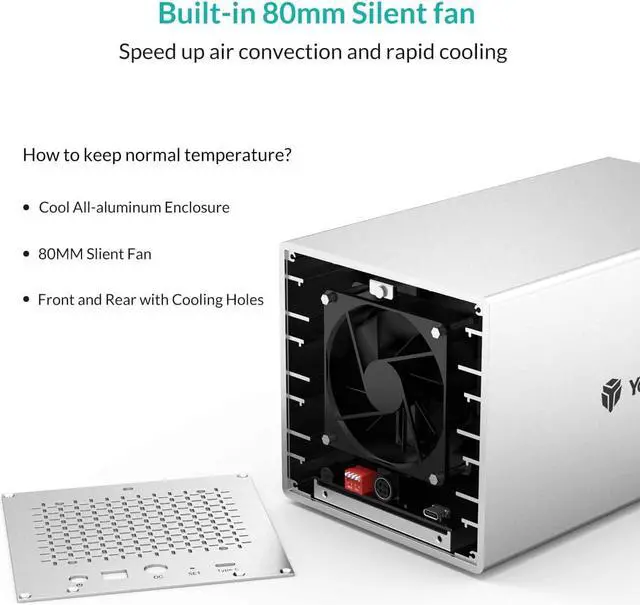 Alt view image 4 of 6 - Aluminum Alloy 4 Bay 2.5/3.5 Inch Type C External Hard Drive Enclosure USB3.1 Gen1,Mac Style Designed for Personal Storage at Home&Office