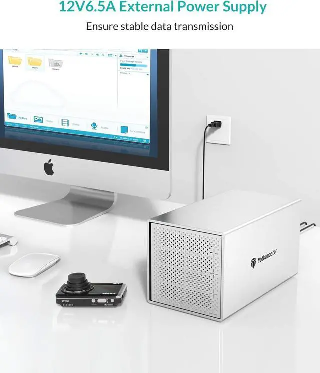 Alt view image 3 of 6 - Aluminum Alloy 4 Bay 2.5/3.5 Inch Type C External Hard Drive Enclosure USB3.1 Gen1,Mac Style Designed for Personal Storage at Home&Office