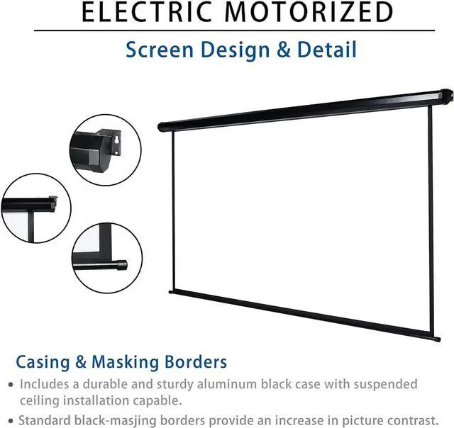 Alt view image 5 of 7 - 120" Motorized Projector Screen Electric Diagonal Automatic Projection 4:3 HD Movies Screen for Home Theater Presentation Education Outdoor Indoor W/Remote Control and Wall/Ceiling Mount (Black)