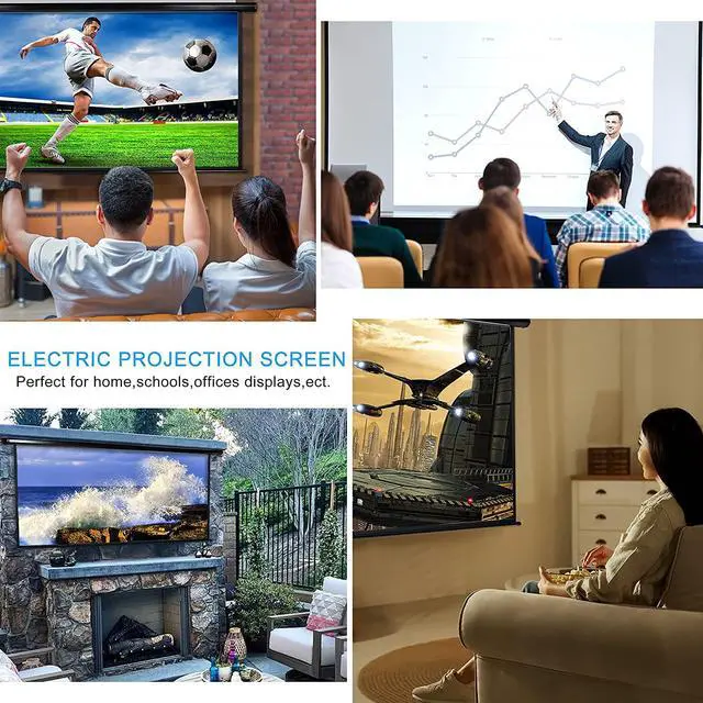 Alt view image 4 of 7 - 120" Motorized Projector Screen Electric Diagonal Automatic Projection 4:3 HD Movies Screen for Home Theater Presentation Education Outdoor Indoor W/Remote Control and Wall/Ceiling Mount (Black)