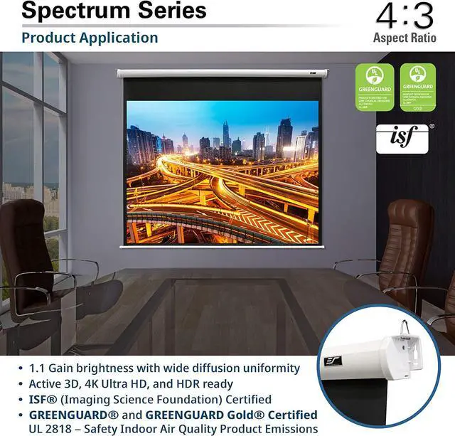 Alt view image 3 of 7 - Elite Screens Spectrum 120-INCH diag. 4:3, Electric Motorized Projector Screen with Multi Aspect Ratio Function for Home Theater 8K/4K Ultra HD Ready Projection