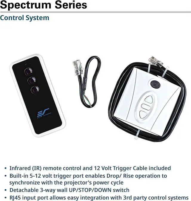 Alt view image 5 of 7 - Elite Screens 90" Spectrum Electric Motorized Projector Screen with Multi Aspect Ratio Function Diag 16:10 & 87-inch Diag 16:9, Home Theater 8K/4K Ultra HD Ready Projection