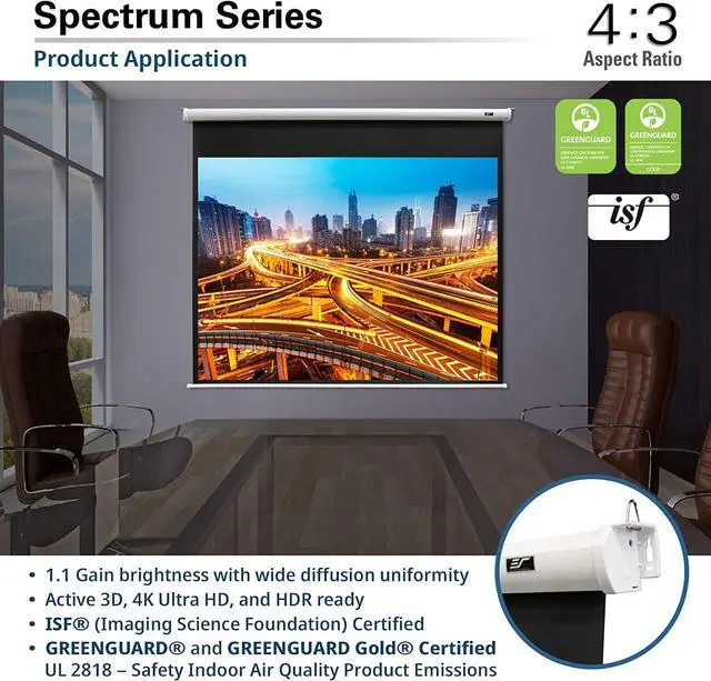 Alt view image 3 of 7 - Elite Screens 90" Spectrum Electric Motorized Projector Screen with Multi Aspect Ratio Function Diag 16:10 & 87-inch Diag 16:9, Home Theater 8K/4K Ultra HD Ready Projection