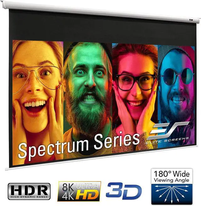 Alt view image 4 of 7 - Elite Screens 90" Spectrum Electric Motorized Projector Screen with Multi Aspect Ratio Function Diag 16:10 & 87-inch Diag 16:9, Home Theater 8K/4K Ultra HD Ready Projection