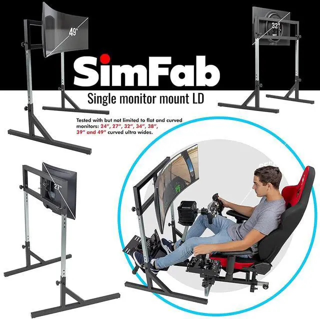 Alt view image 2 of 7 - Monitor Mount Floor Stand for Racing and Flight Simulators Model LD | Up to 100x100mm VESA Mount or M4/M5 Hardware (Single Monitor Stand, Light Duty Mount Bracket)