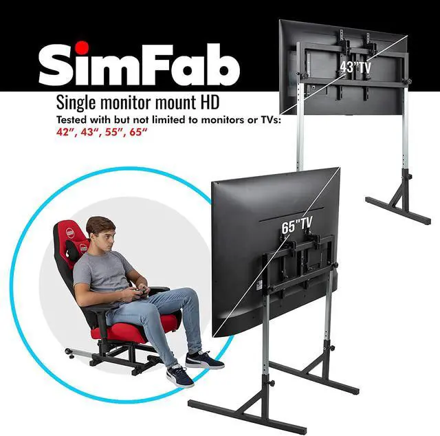 Alt view image 2 of 7 - Single Monitor and TV Floor Stand for Racing and Flight Simulators Model HD | Over 100x100mm VESA Mount or M6/M8 Hardware (Single Monitor or TV Stand, Heavy Duty Mount Bracket)