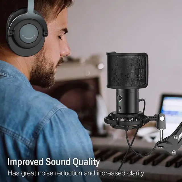 Alt view image 6 of 7 - FIFINE USB Gaming Streaming Microphone Kit for PC Computer, Condenser Mic Set with Arm Stand Mute Button & Gain, Mic Studio Bundle for Podcast Recording Twitch Discord YouTube Zoom, USB C & A