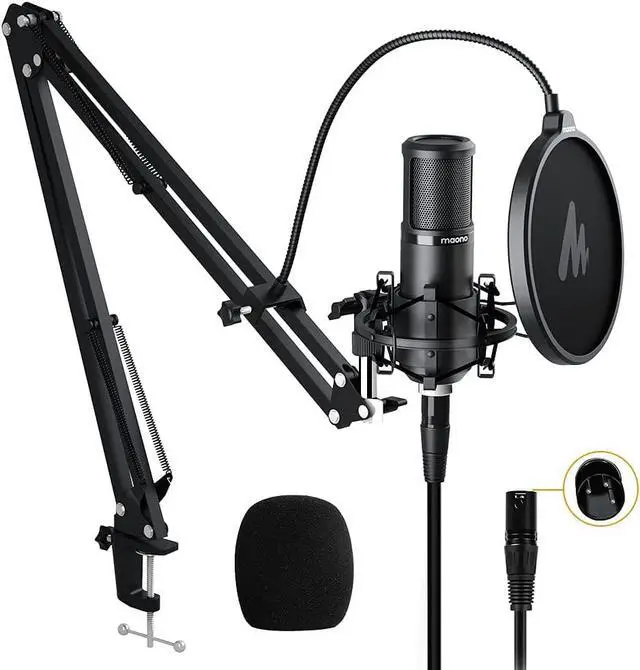 Main image of XLR Condenser Microphone Kit, MAONO Professional Cardioid Studio Condenser Recording Mic for Streaming, podcasting, Singing, Voice-Over, Vocal, Home-Studio, YouTube, Skype, Twitch