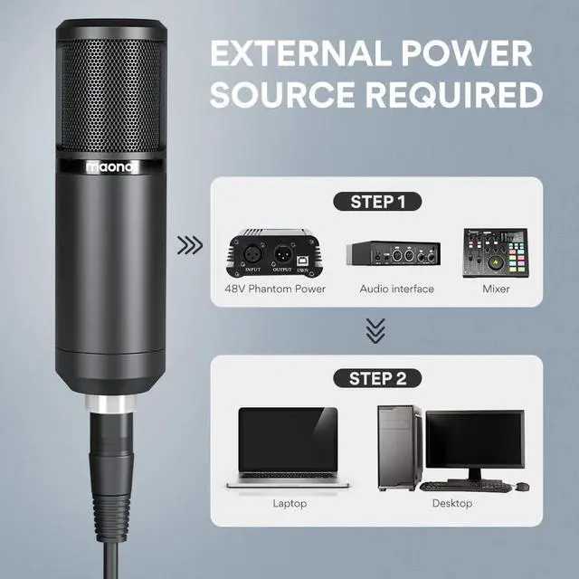 Alt view image 3 of 7 - XLR Condenser Microphone Kit, MAONO Professional Cardioid Studio Condenser Recording Mic for Streaming, podcasting, Singing, Voice-Over, Vocal, Home-Studio, YouTube, Skype, Twitch