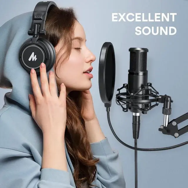 Alt view image 2 of 7 - XLR Condenser Microphone Kit, MAONO Professional Cardioid Studio Condenser Recording Mic for Streaming, podcasting, Singing, Voice-Over, Vocal, Home-Studio, YouTube, Skype, Twitch