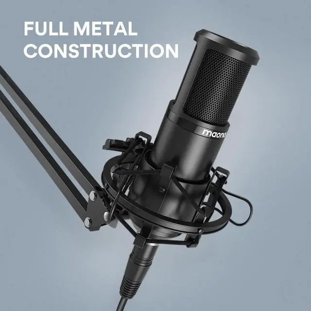 Alt view image 5 of 7 - XLR Condenser Microphone Kit, MAONO Professional Cardioid Studio Condenser Recording Mic for Streaming, podcasting, Singing, Voice-Over, Vocal, Home-Studio, YouTube, Skype, Twitch