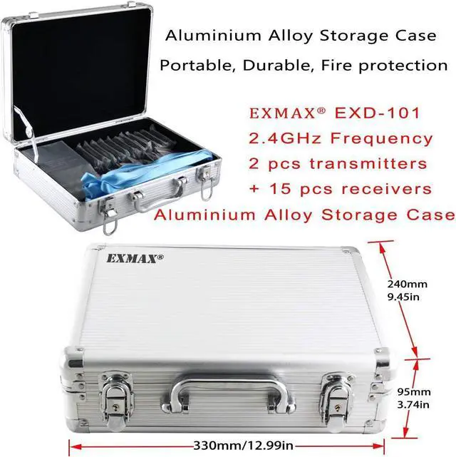 Alt view image 2 of 7 - 2.4GHz Wireless Audio Tour Guide System for Industry Visit, Civic Meeting, Corporate/Government Visitant Reception, Student Training - 2 Transmitters 15 Receivers & Silver Storage Case
