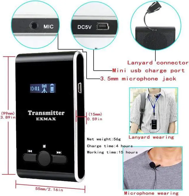Alt view image 5 of 7 - 195-230MHz Wireless Tour Guide Microphone Interpreter Transmitter System Translation Equipment Simultaneous Interpreting for Church Churches Tours Travel(1 Transmitter 20 Receivers)