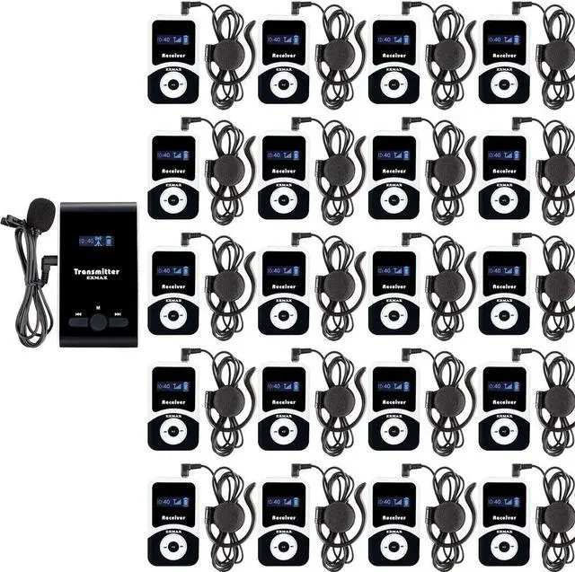 Main image of 195-230MHz Wireless Tour Guide Microphone Interpreter Transmitter System Translation Equipment Simultaneous Interpreting for Church Churches Tours Travel(1 Transmitter 20 Receivers)