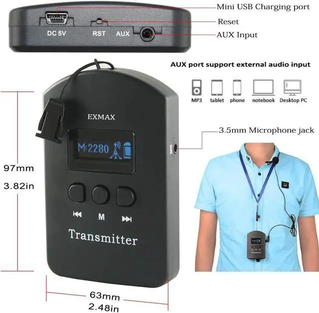 Alt view image 4 of 7 - 2.4G Wireless Tour Guide Monitoring Voice Audio Transmission System + Aluminium Alloy Charge Case for Training Teaching Conference Tourism Museums - 4 Transmitters & 60 Receivers