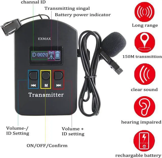 Alt view image 7 of 7 - 2.4G Wireless Tour Guide Monitoring Voice Audio Transmission System + Aluminium Alloy Charge Case for Training Teaching Conference Tourism Museums - 4 Transmitters & 60 Receivers