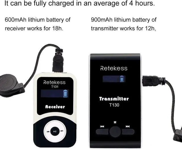 Alt view image 4 of 7 - Case of 1 transimitter and 15 Receiver 1 Charging Case,Retekess T130, 99 Channel,Wireless Tour Guide System,Church Translation System,Assistive Listening Devices for Curch,School,Factory