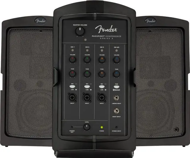 Alt view image 2 of 4 - Passport Conference S2 Portable PA System Bundle with Compact Speaker Stands, Microphone, Mic Stand Clip, XLR Cable, and Instrument Cable