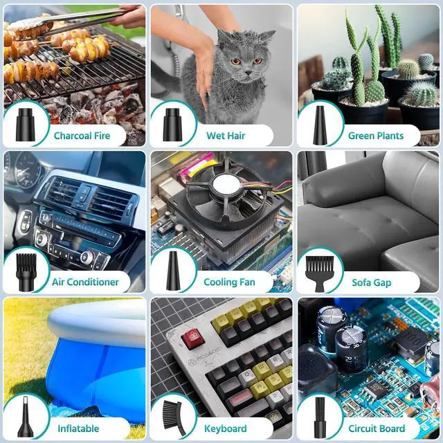 Alt view image 3 of 6 - Compressed-air-Duster-100000RPM-Keyboard-Cleaner - Good Replace Compressed air can - Reusable no Canned air Duster - car Duster - pc Duster Electric air Duster - Compressed air for Computer 7600mAh