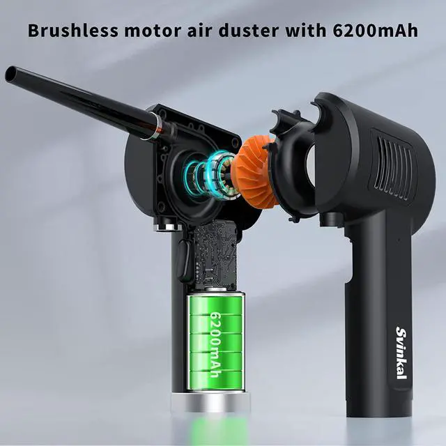 Alt view image 2 of 6 - Air Duster, Handheld Cordless Air Duster, Air Blower Rechargeable, Electric Compressed air Gun Battery Operation, for Cleaning Computer Keyboard Camera Lego Toys.
