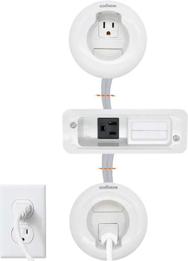 Main image of ECHOGEAR TV & Soundbar Cable Concealer & Power Kit - Power Your Devices & Hide All TV Cables Behind The Wall - Includes Circle Saw Drill Attachment & Drywall Hand Saw