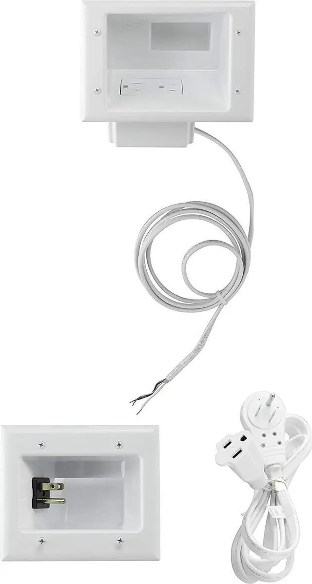 Main image of Electronics In Wall Cable Management Kit With Duplex Power Outlet - Behind Wall TV Wire Kit Low Voltage In Wall Cord Concealer For Sleek TV Setup - Easy DIY without Electrician