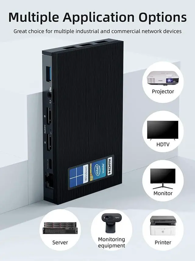 Alt view image 2 of 7 - Mini PC Fanless Quieter2Q Windows 11 Pro Celeron J4125 8GB/256GB Small Desktop Computer Micro PC Support M.2 SSD up to 4TB Dual HDMI 4K 2.4G/5G Wi-Fi Gigabit Ethernet BT4.2 Win 10,PXE,Plex VESA Mount