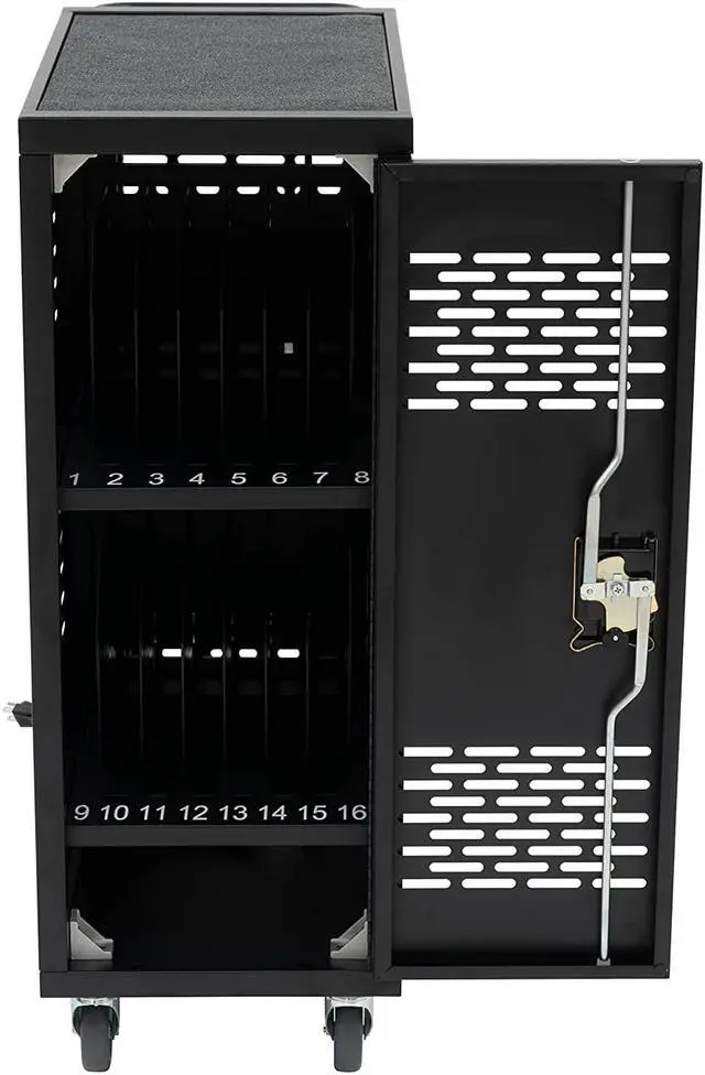 Alt view image 2 of 6 - 16 Device Mobile Charging and Storage Cart for Ipad, Chromebooks, Laptops, Locking Cabinet
