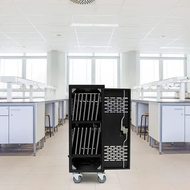 Alt view image 6 of 6 - 16 Device Mobile Charging and Storage Cart for Ipad, Chromebooks, Laptops, Locking Cabinet