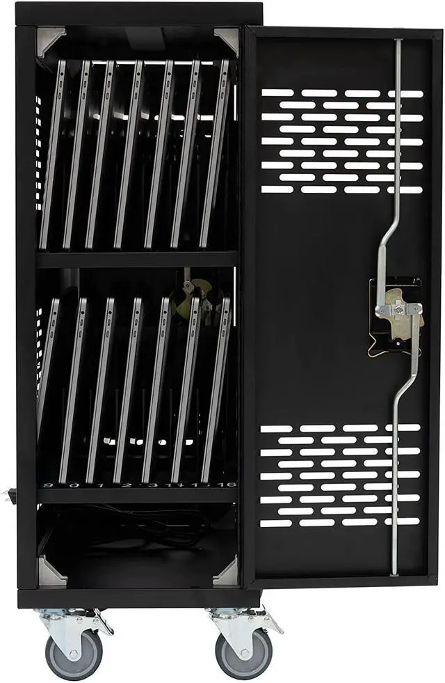 Alt view image 3 of 6 - 16 Device Mobile Charging and Storage Cart for Ipad, Chromebooks, Laptops, Locking Cabinet